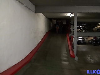 Français Romane, brunette ass fucked in the garage of her father