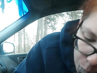 Cum Swallowing White tenant gives me head in the car